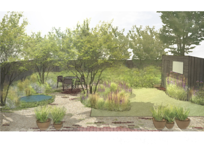 Godalming garden design kitchen window