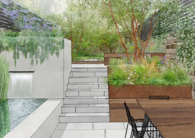 Highbury North London garden design sunken seating area