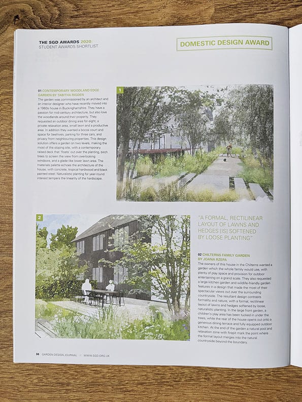 Rigden Saunders award-winning garden designers featured in the Garden Design Journal