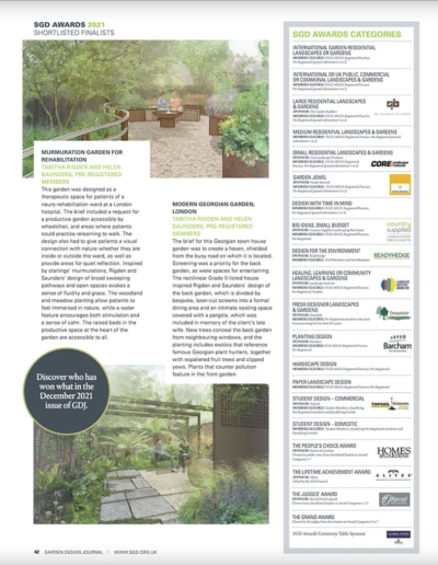 Society of Garden Designers Award Rigden Saunders Featured Finalists