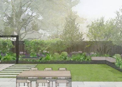 Worcester Park London Garden Design Plan Bench