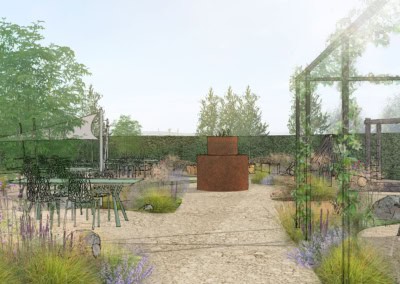 SGD New Designer Award winner - Hestia Garden at The Plough Shiplake - Oxfordshire pub garden.