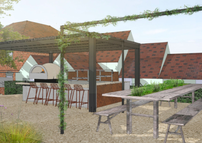 Pub dining garden outdoor kitchen in Henley-on-Thames - SGD New Designer Award winner