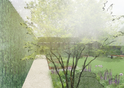 Maidenhead garden design path multi-stem tree
