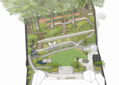 An elevated view over our Japanese-inspired Northamptonshire garden