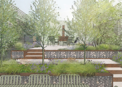 Wokingham garden with outdoor kitchen